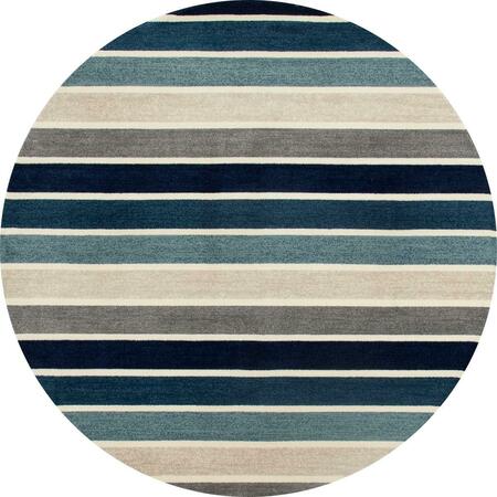 ART CARPET 5 Ft. Troy Collection Mainline Woven Round Area Rug, Blue 25627